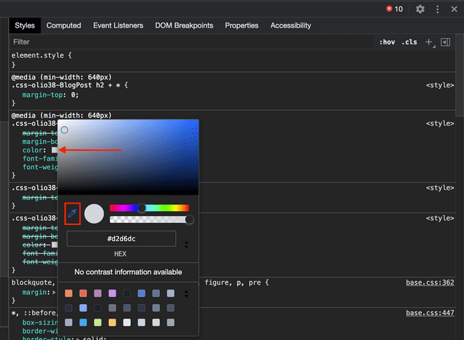 The eyedropper tool. The eyedropper tool.